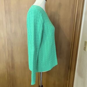 Lands’ End women’s cotton drifter crewneck pullover sweater, medium, NWT, mint